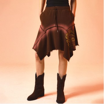 韓國PRENDA -  GRADIENT RAWCUT SKIRT BROWN